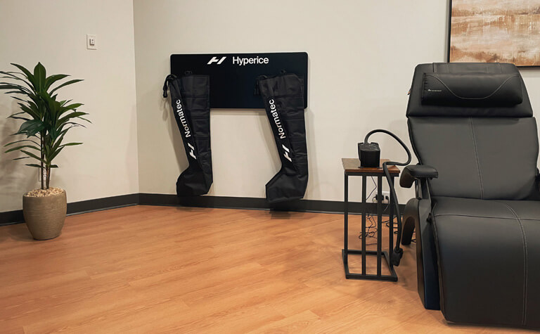 Compression therapy and zero gravity chair at BFit gym